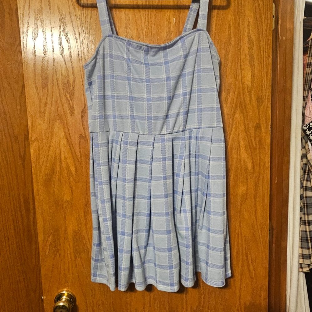 blue plaid dress